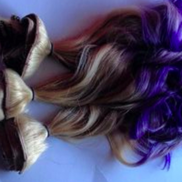 Blonde & Purple Ombre Human Hair Clip Extensions
